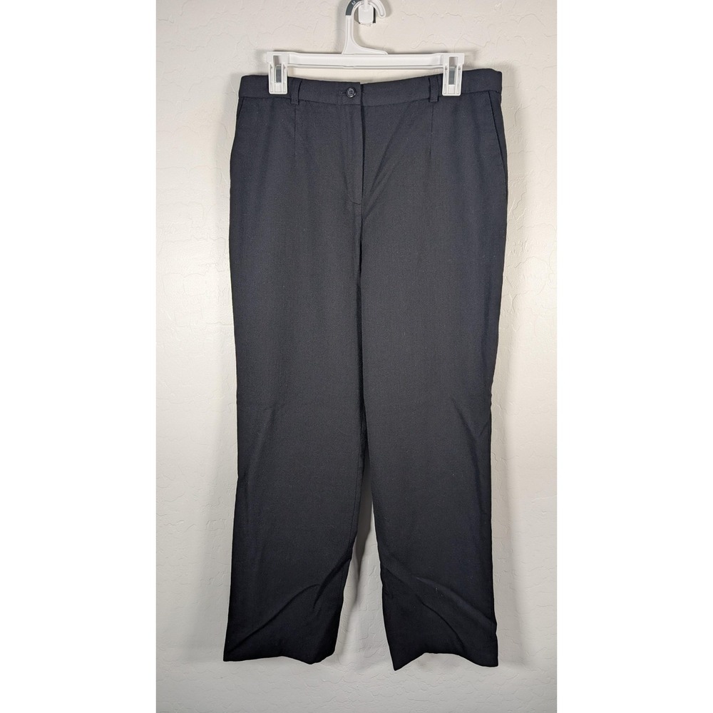 Pendleton Pants Womens 12 Black 100% Wool Lined Straight Leg Dress Slacks Career